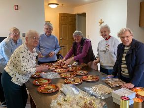 Sisters at Salvatorian Sr Residence packaging homemade cookies for Asst Living & Skilled Care