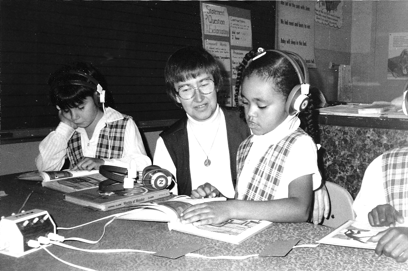 Rev. Joan Wagner with students in the 1980s