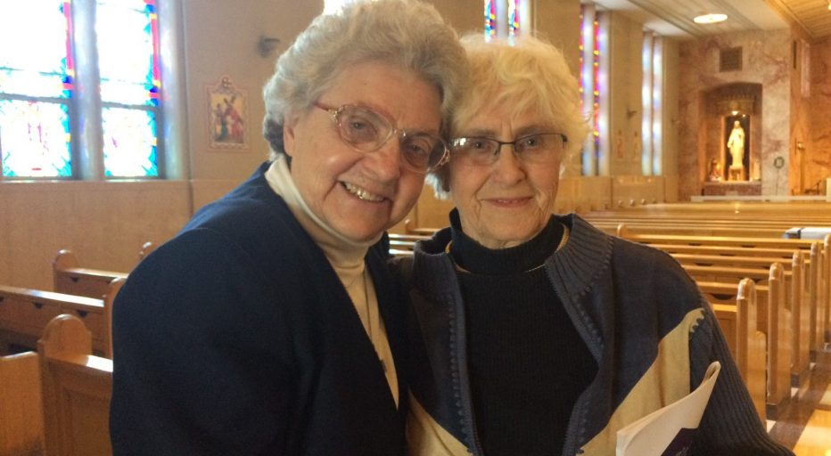 Sister Bernardin (left) with an unidentified colleague in Alverno College’s Chapel of Mary Immaculate.